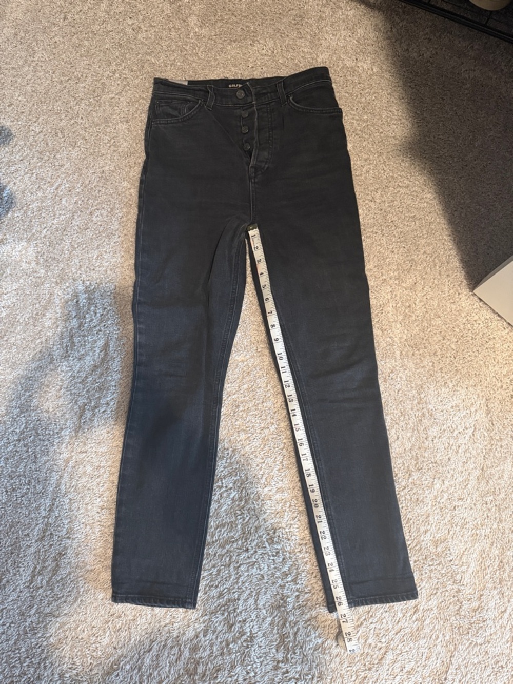 GRLFRND High-Waisted Black Button-Fly Skinny Jeans